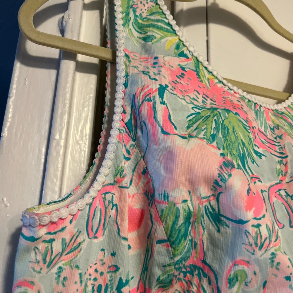 Lilly Pulitzer Pink and Green Tropical Dress shift style - Picture 2 of 4
